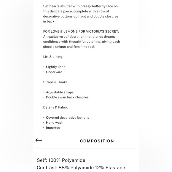 For Love And Lemons Butterfly Lace Underwire Bra 36C - Picture 9 of 10